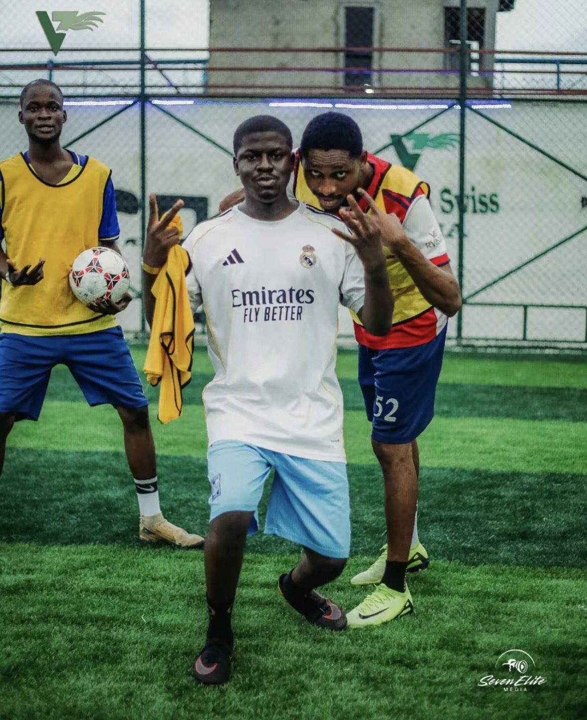 Guests at the Valentino Swiss five-a-side football pitch
