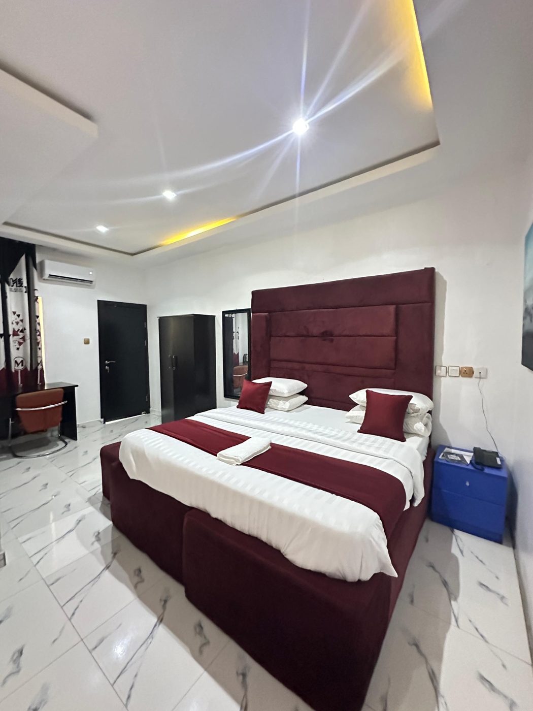Spacious guest room with king bed